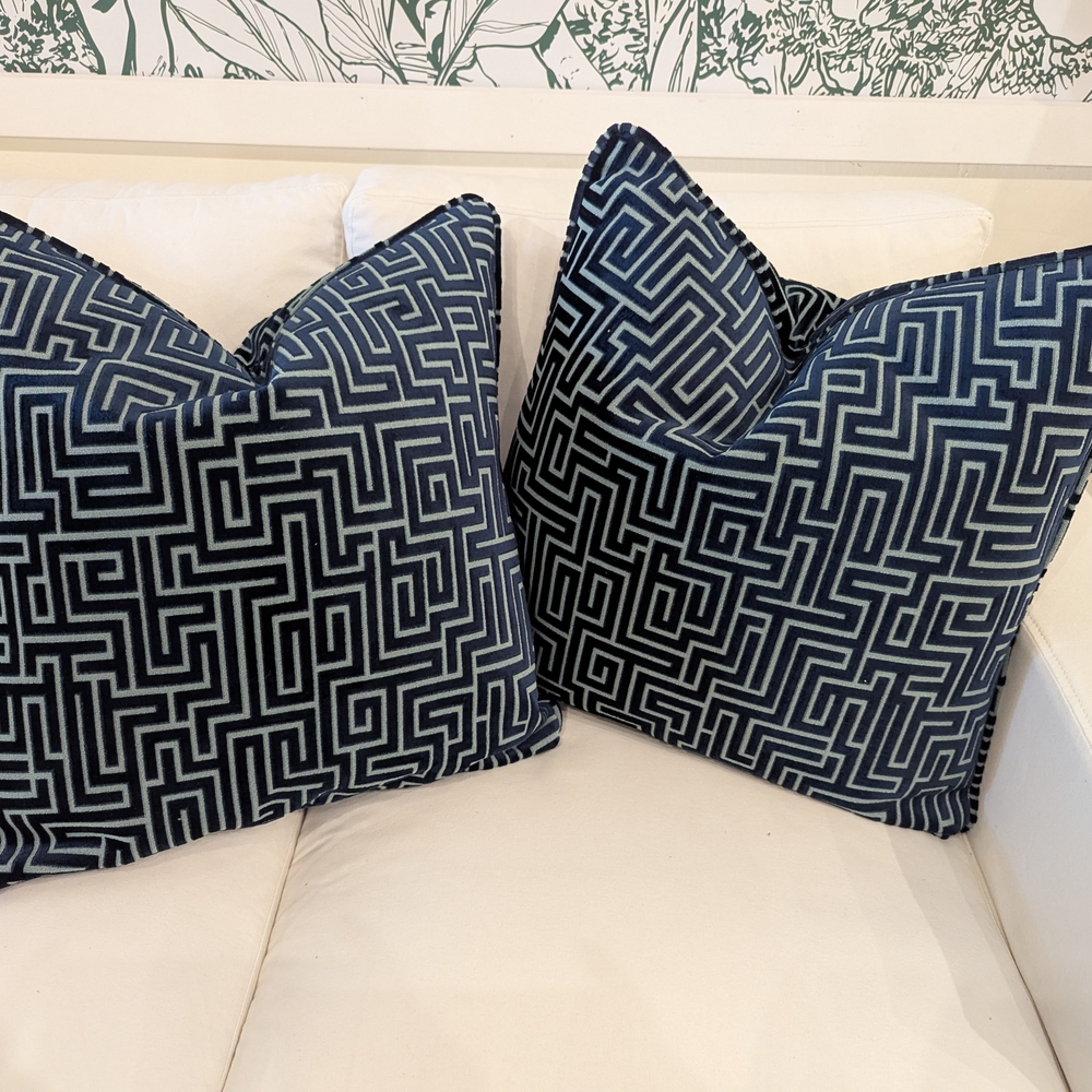 Navy Geometric Accent Pillow cover designer Schumacher